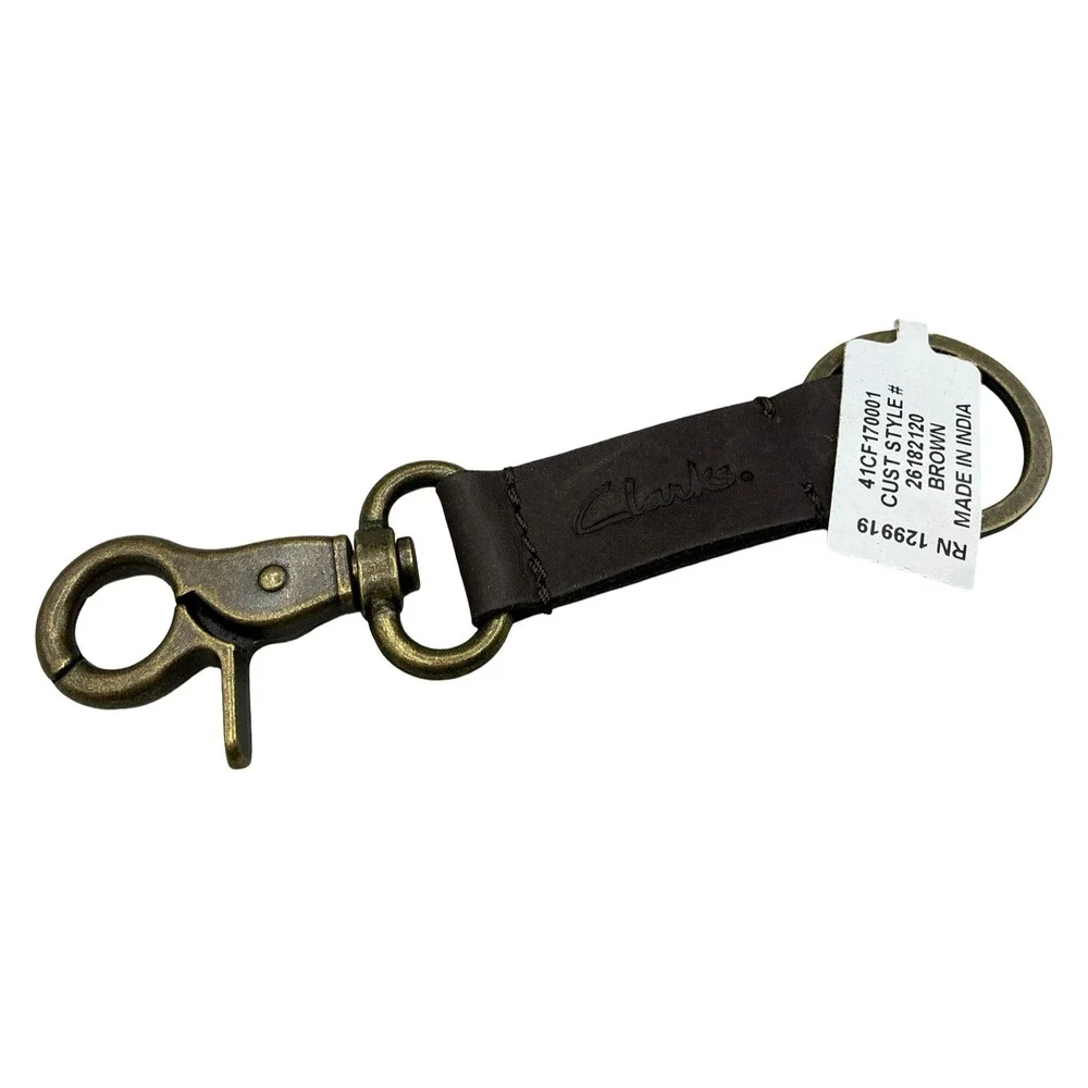 Clarks Leather Swivel Trigger Snap Keychain Fob Brown 41CF170001
